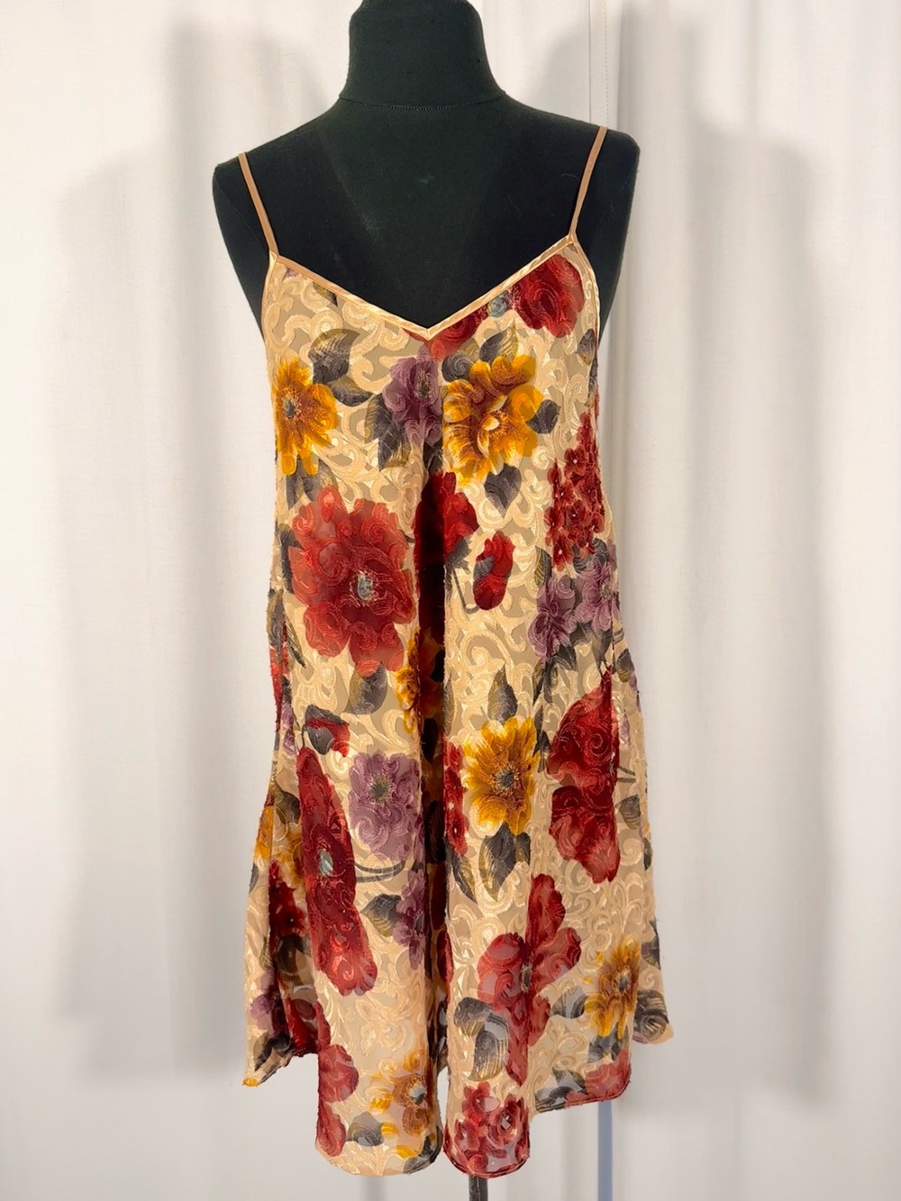 Vintage 90s Textured Floral Slip Dress